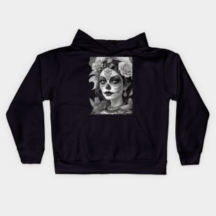 mexican catrina with flowers Kids Hoodie